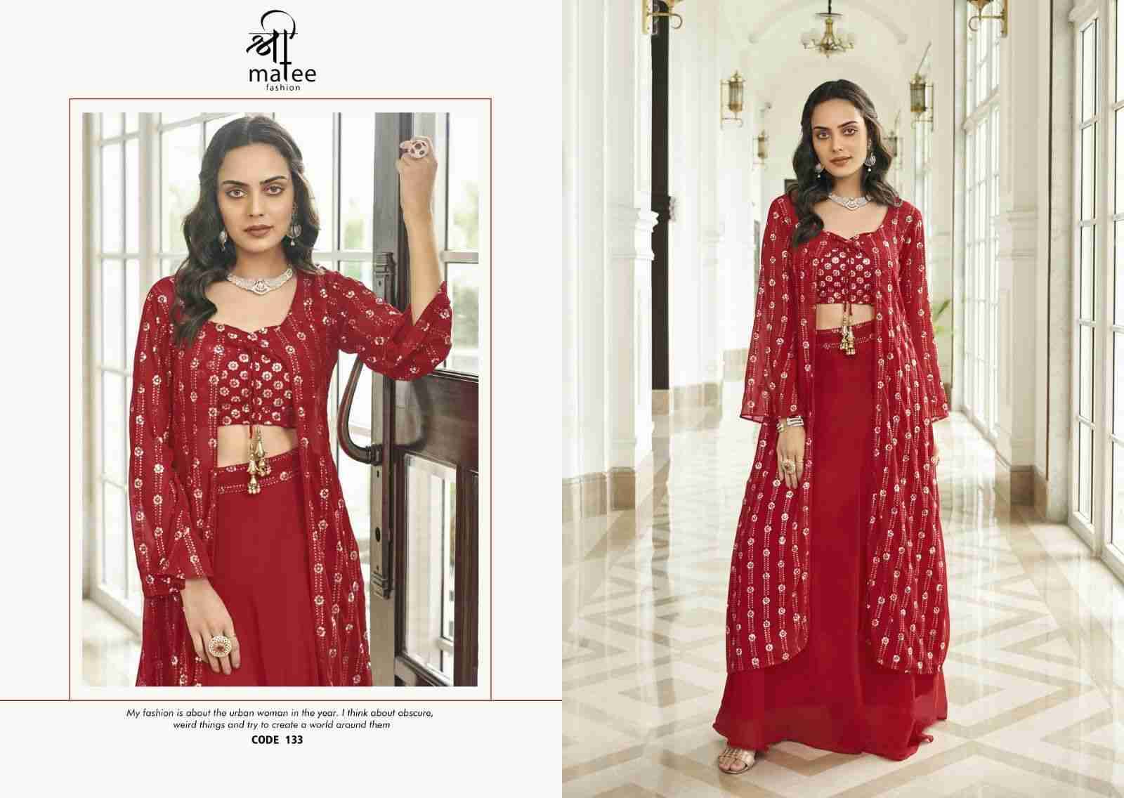 Zainub By Shree Matee Fashion 133 To 135 Series Beautiful Stylish Fancy Colorful Casual Wear & Ethnic Wear Pure Faux Georgette Tops With Palazzo At Wholesale Price