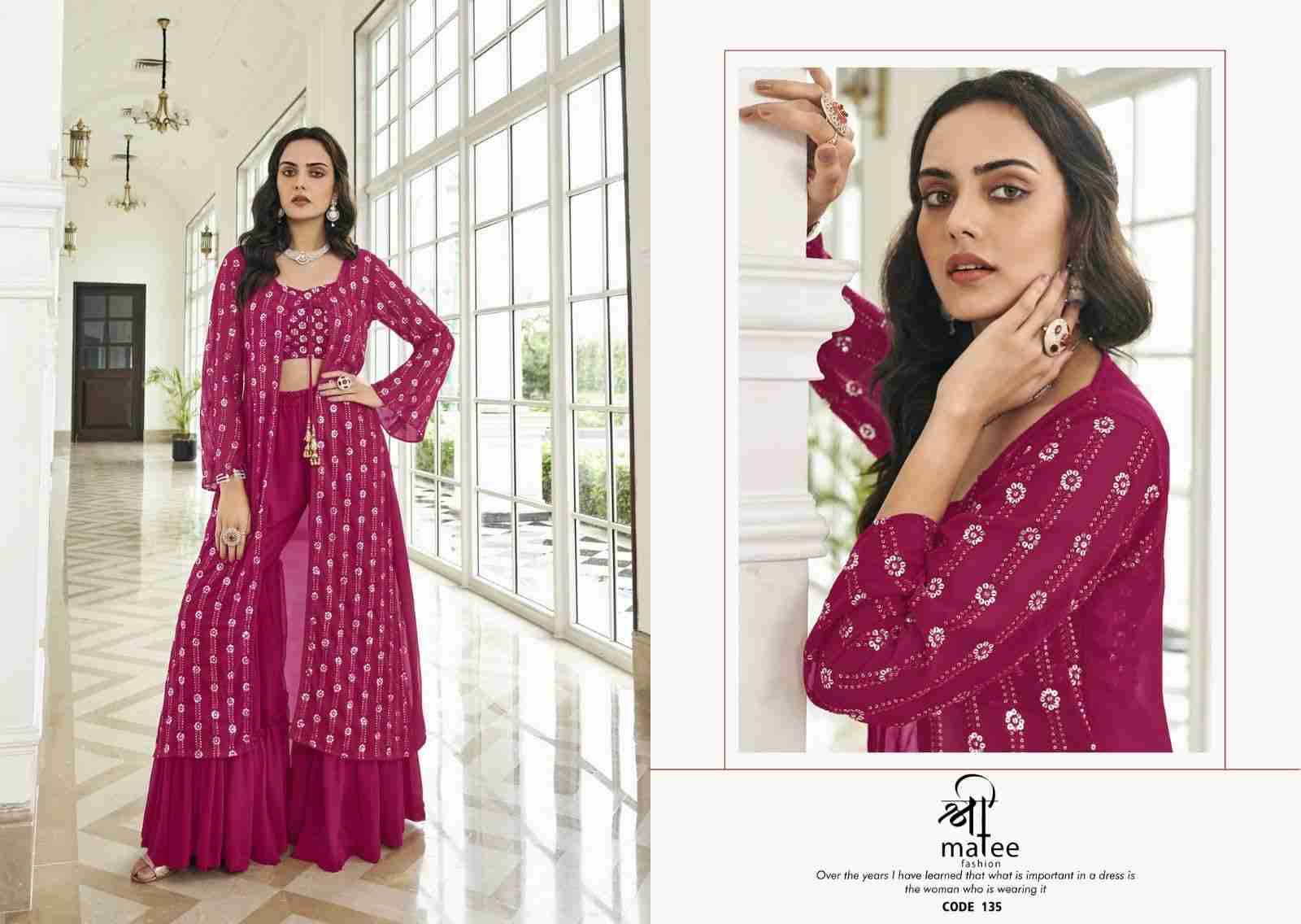 Zainub By Shree Matee Fashion 133 To 135 Series Beautiful Stylish Fancy Colorful Casual Wear & Ethnic Wear Pure Faux Georgette Tops With Palazzo At Wholesale Price