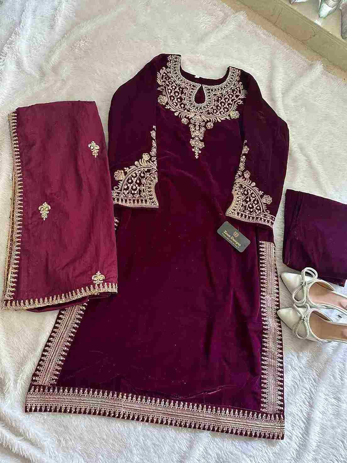 Ziaaz Designs Hit Design 362 Colours By Ziaaz Designs 362-A To 362-D Series Designer Pakistani Suits Beautiful Fancy Colorful Stylish Party Wear & Occasional Wear Velvet Embroidered Dresses At Wholesale Price