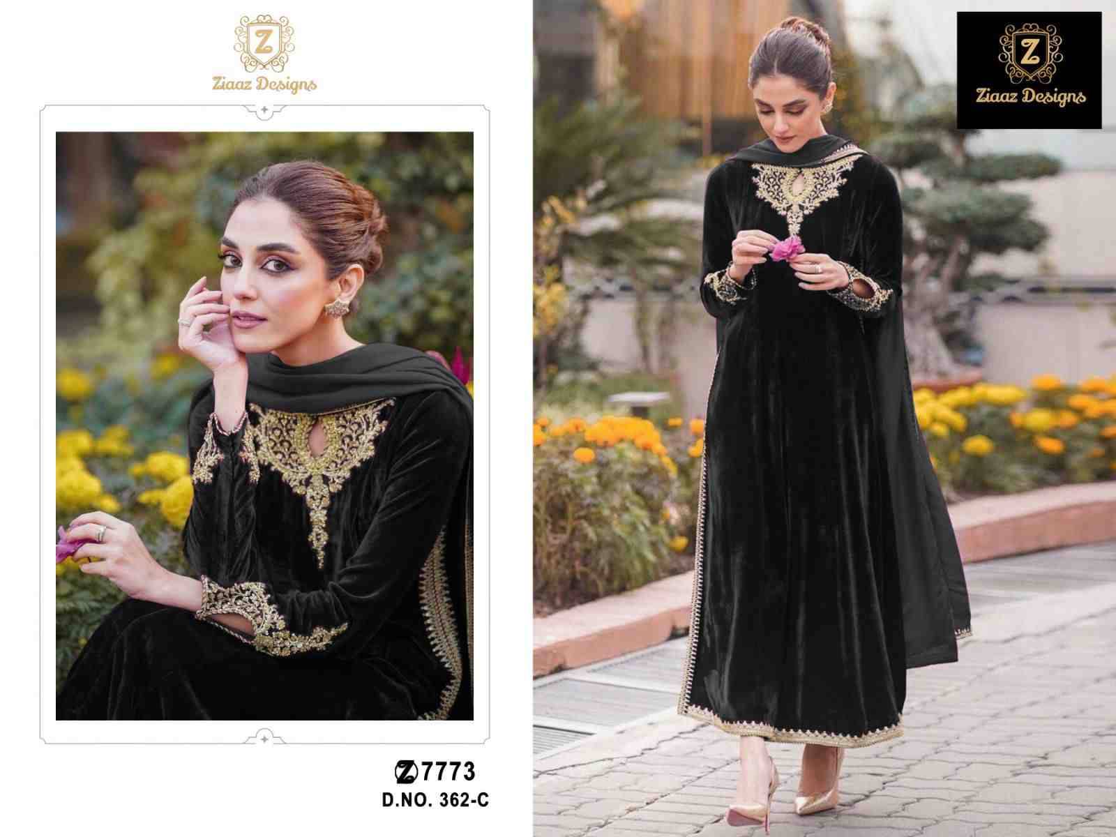 Ziaaz Designs Hit Design 362 Colours By Ziaaz Designs 362-A To 362-D Series Designer Pakistani Suits Beautiful Fancy Colorful Stylish Party Wear & Occasional Wear Velvet Embroidered Dresses At Wholesale Price