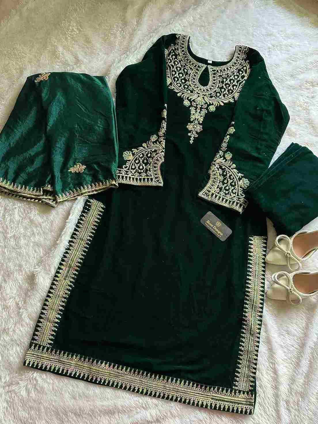 Ziaaz Designs Hit Design 362 Colours By Ziaaz Designs 362-A To 362-D Series Designer Pakistani Suits Beautiful Fancy Colorful Stylish Party Wear & Occasional Wear Velvet Embroidered Dresses At Wholesale Price