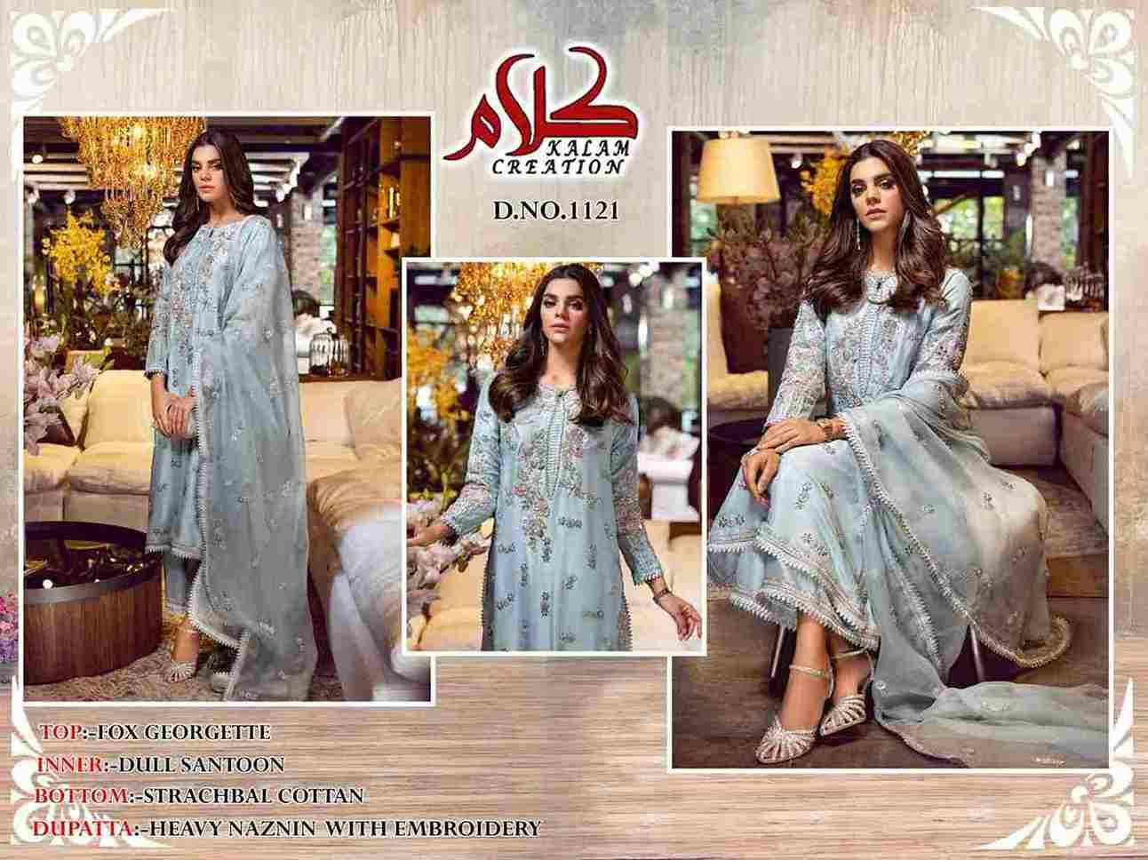 Kalam Hit Design 1121 By Kalam Creation Beautiful Pakistani Suits Colorful Stylish Fancy Casual Wear & Ethnic Wear Pure Faux Georgette Embroidered Dresses At Wholesale Price