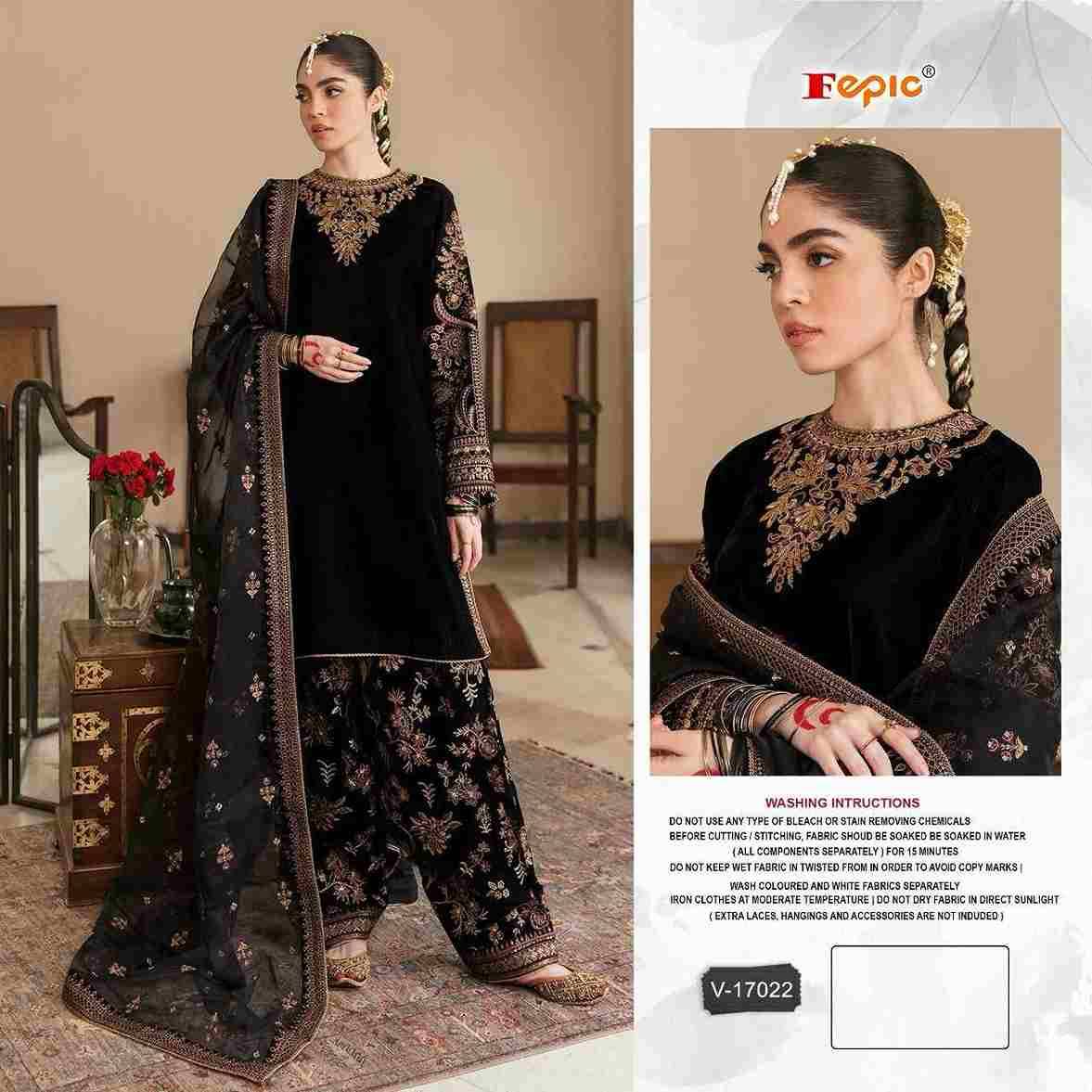 Fepic Hit Design 17022 By Fepic Beautiful Pakistani Suits Colorful Stylish Fancy Casual Wear & Ethnic Wear Velvet Embroidered Dresses At Wholesale Price