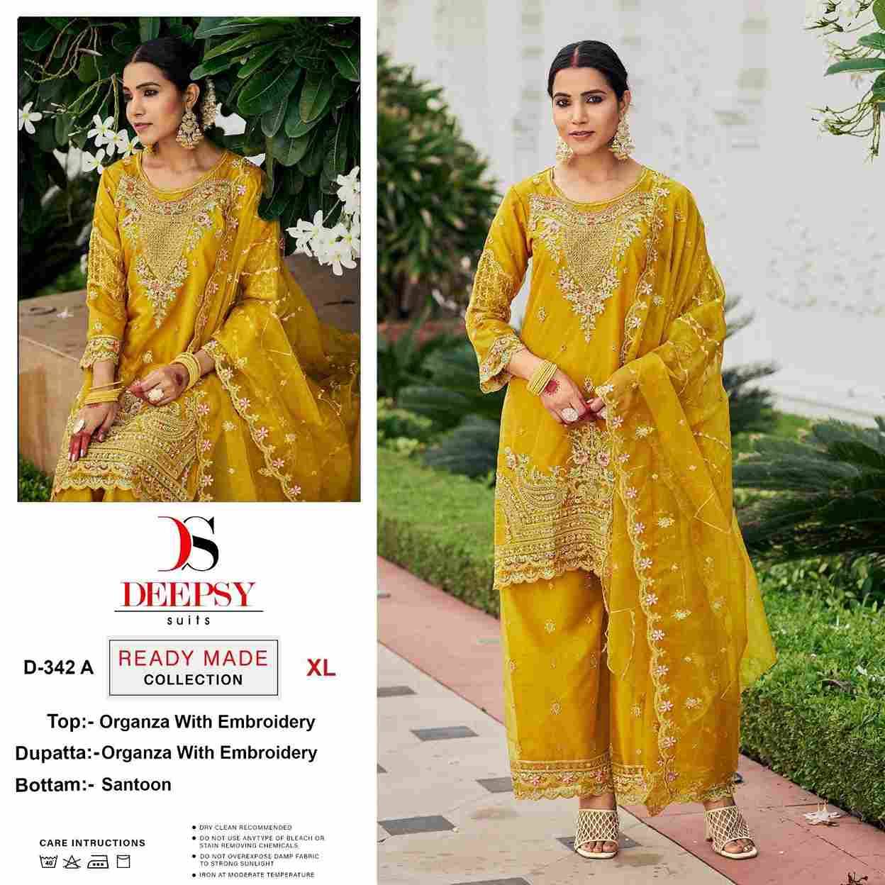 Deepsy Hit Design 342 Colours By Deepsy Suits 342-A To 342-D Series Beautiful Pakistani Suits Colorful Stylish Fancy Casual Wear & Ethnic Wear Organza Embroidered Dresses At Wholesale Price