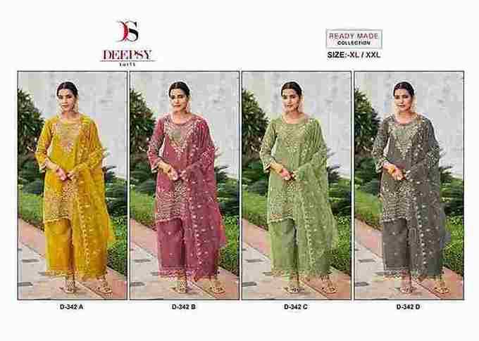 Deepsy Hit Design 342 Colours By Deepsy Suits 342-A To 342-D Series Beautiful Pakistani Suits Colorful Stylish Fancy Casual Wear & Ethnic Wear Organza Embroidered Dresses At Wholesale Price
