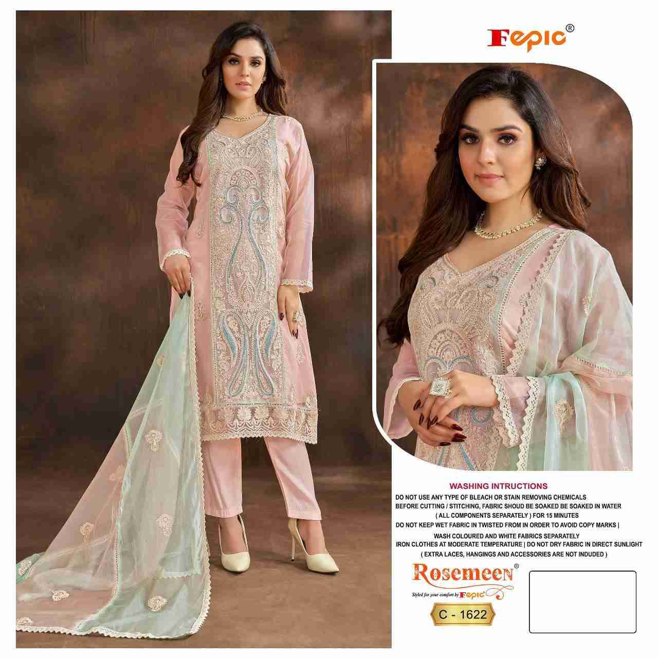 Fepic 1622 Colours By Fepic 1622-A To 1622-C Series Beautiful Festive Suits Colorful Stylish Fancy Casual Wear & Ethnic Wear Organza Embroidered Dresses At Wholesale Price