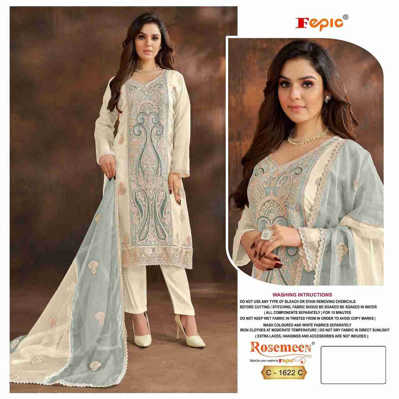 Fepic 1622 Colours By Fepic 1622-A To 1622-C Series Beautiful Festive Suits Colorful Stylish Fancy Casual Wear & Ethnic Wear Organza Embroidered Dresses At Wholesale Price