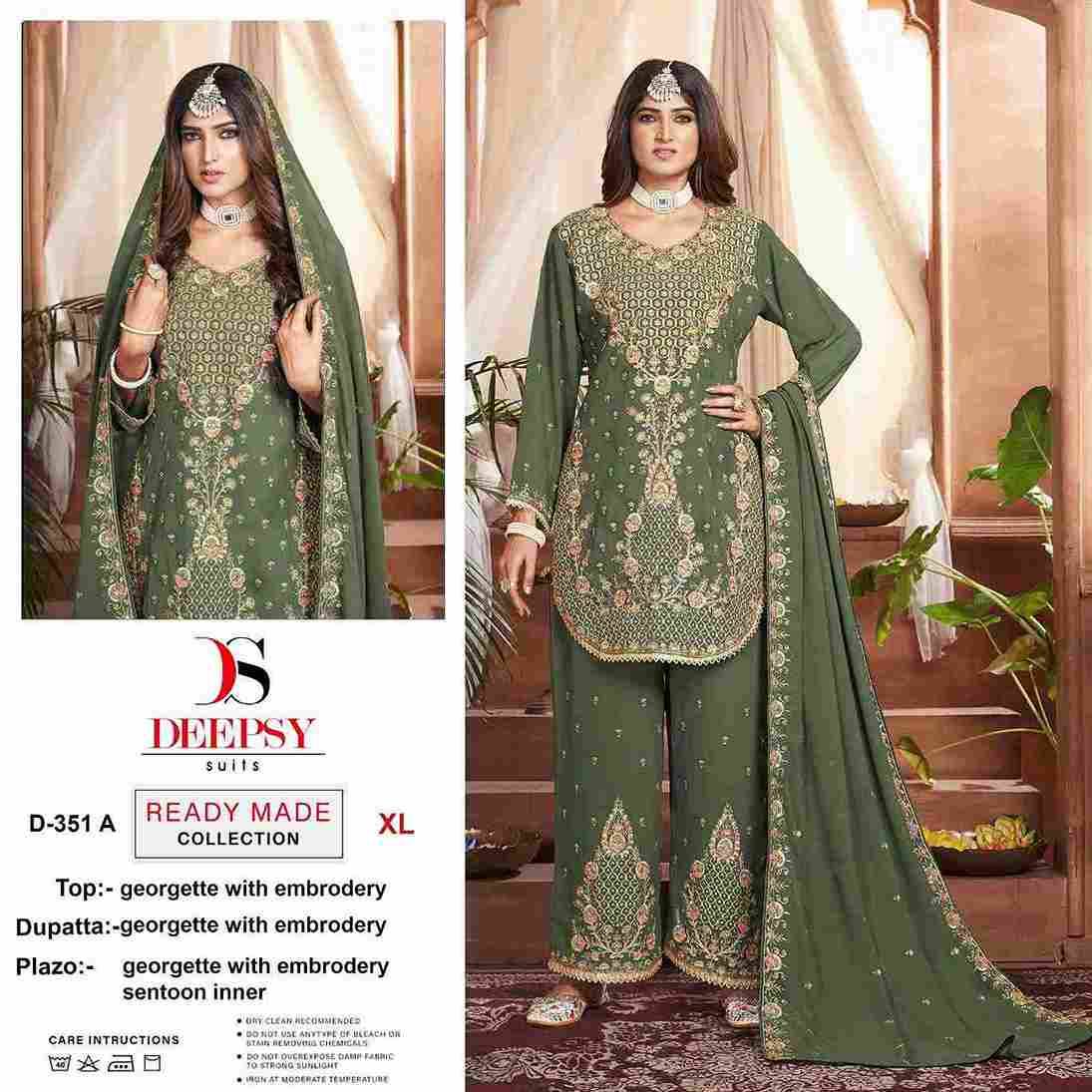 Deepsy Hit Design 351 Colours By Deepsy Suits 351-A To 351-C Series Beautiful Pakistani Suits Colorful Stylish Fancy Casual Wear & Ethnic Wear Georgette Embroidered Dresses At Wholesale Price