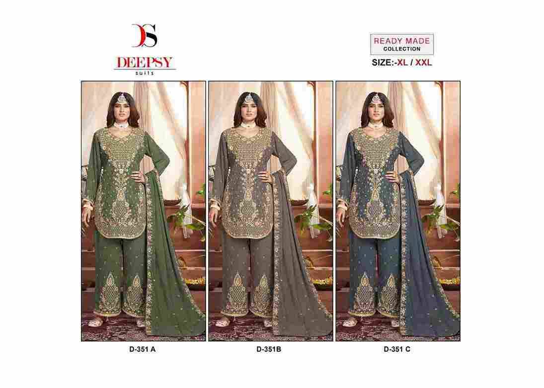 Deepsy Hit Design 351 Colours By Deepsy Suits 351-A To 351-C Series Beautiful Pakistani Suits Colorful Stylish Fancy Casual Wear & Ethnic Wear Georgette Embroidered Dresses At Wholesale Price