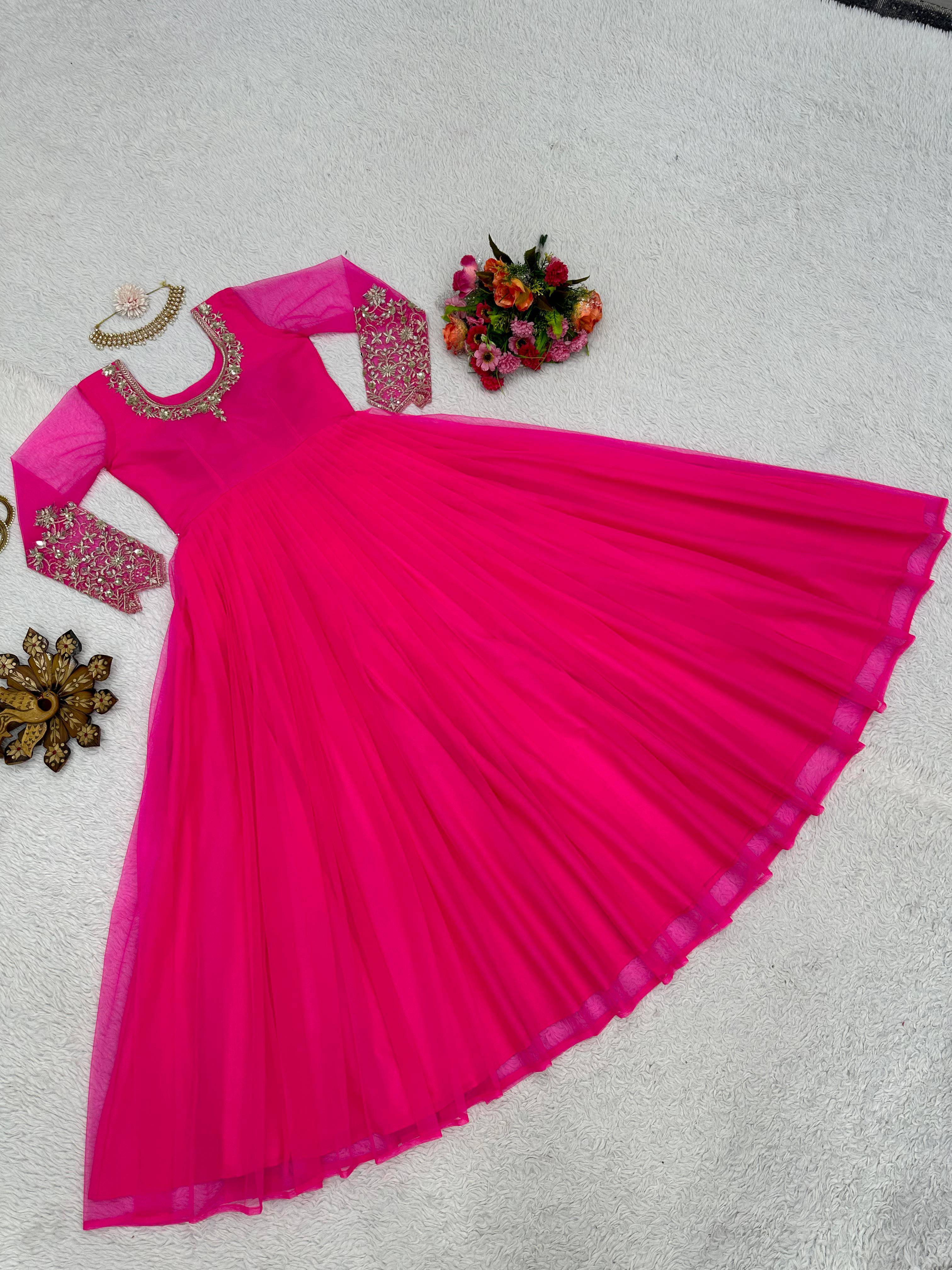 5622 By Fashid Wholesale Beautiful Stylish Fancy Colorful Casual Wear & Ethnic Wear Soft Net Gowns At Wholesale Price