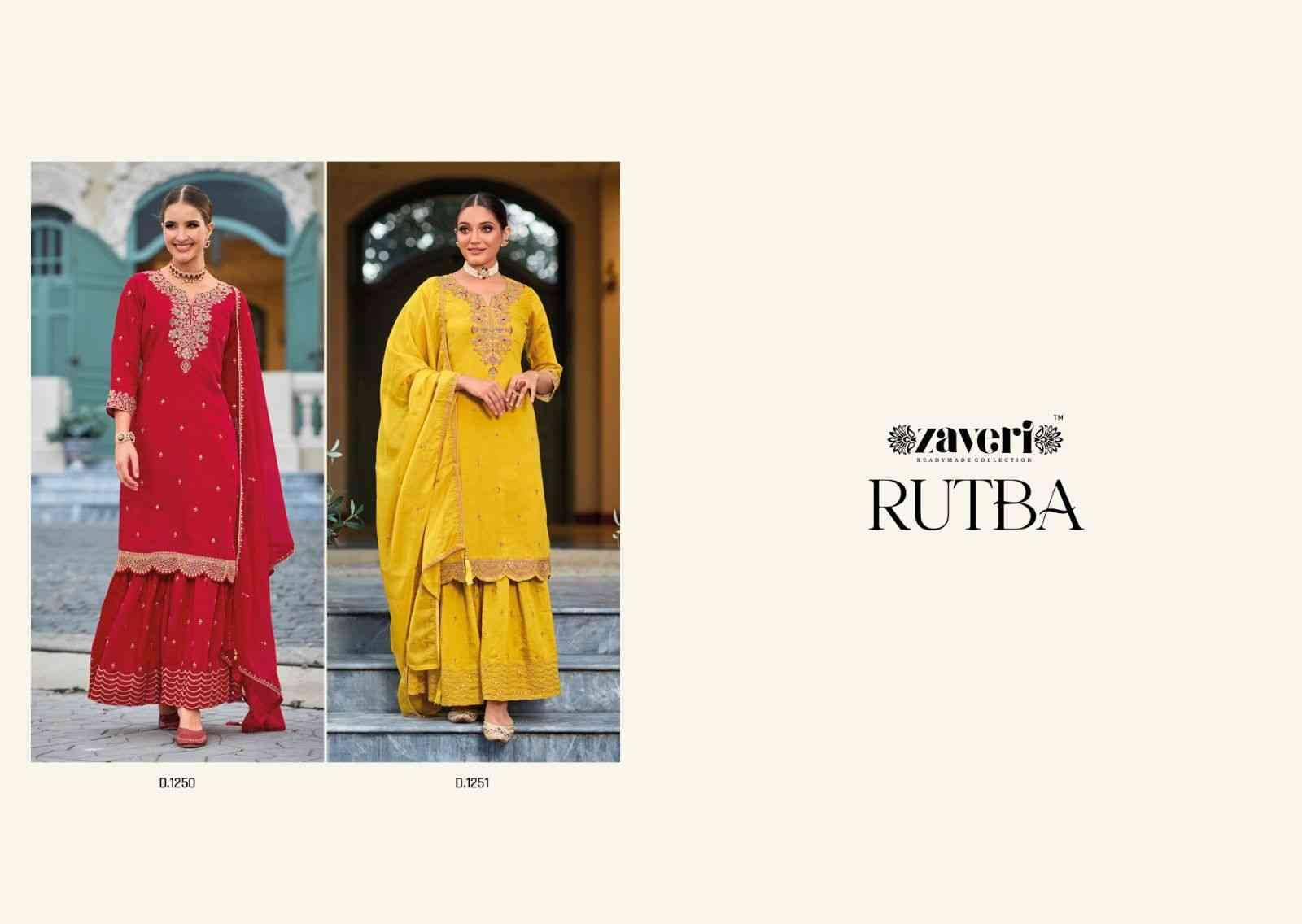 Rutba By Zaveri 1250 To 1251 Series Beautiful Sharara Suits Colorful Stylish Fancy Casual Wear & Ethnic Wear Heavy Silk Embroidery Dresses At Wholesale Price
