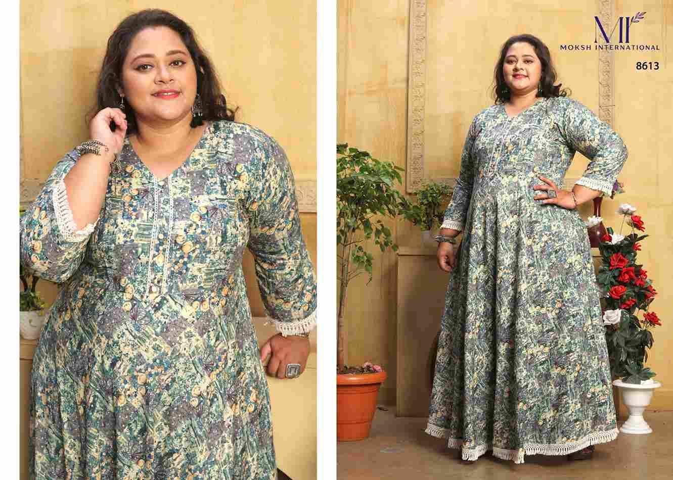Jambo Vol-2 By Moksh International 8611 To 8613 Series Beautiful Stylish Fancy Colorful Casual Wear & Ethnic Wear Rayon Print Gowns At Wholesale Price