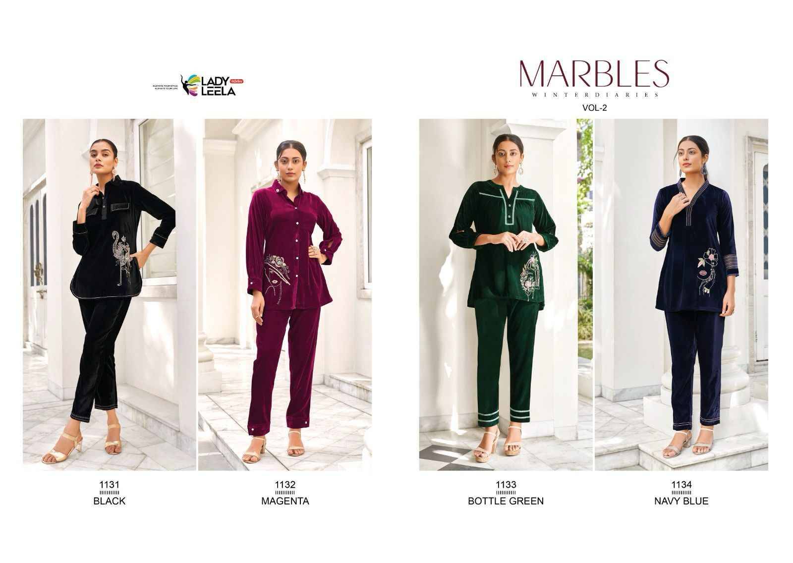 Marbles Vol-2 By Lady Leela 1131 To 1134 Series Designer Stylish Fancy Colorful Beautiful Party Wear & Ethnic Wear Collection Velvet Co-Ord At Wholesale Price