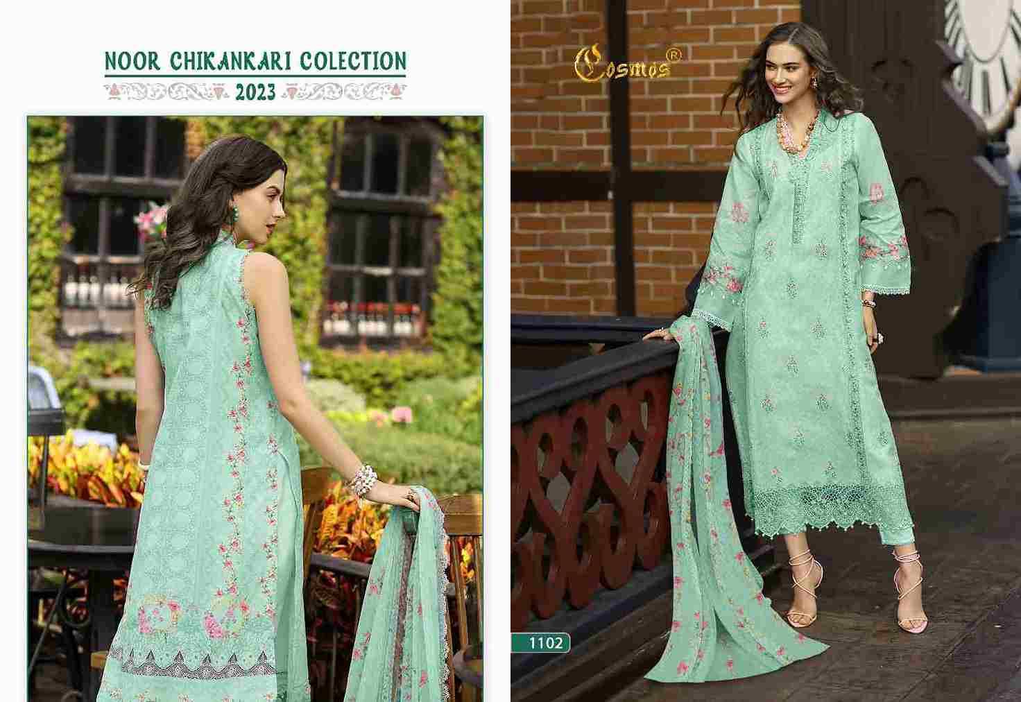 Noor Chikankari Collection-2023 By Cosmos 1101 To 1106 Series Designer Pakistani Suits Beautiful Stylish Fancy Colorful Party Wear & Occasional Wear Pure Cambric Cotton Embroidered Dresses At Wholesale Price