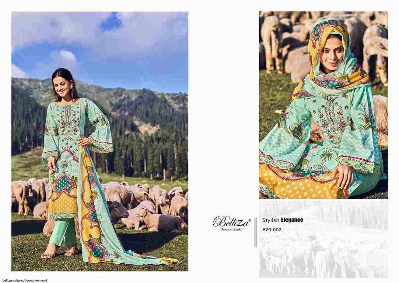 Aalia By Belliza 829-001 To 829-008 Series Festive Suits Collection Beautiful Stylish Fancy Colorful Party Wear & Occasional Wear Pure Cotton Print With Embroidered Dresses At Wholesale Price