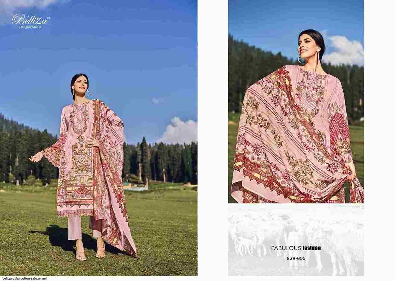 Aalia By Belliza 829-001 To 829-008 Series Festive Suits Collection Beautiful Stylish Fancy Colorful Party Wear & Occasional Wear Pure Cotton Print With Embroidered Dresses At Wholesale Price