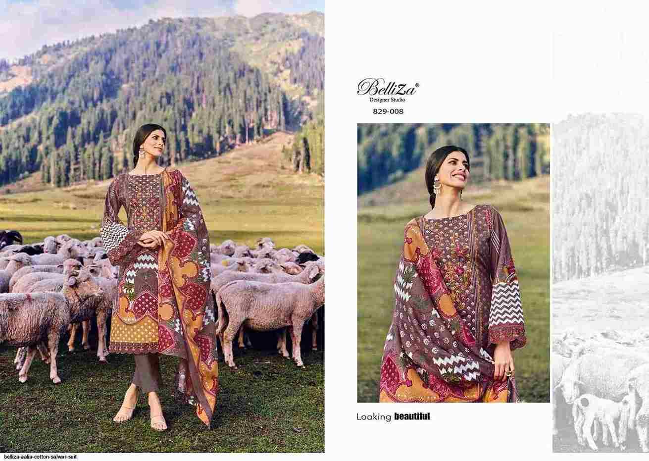 Aalia By Belliza 829-001 To 829-008 Series Festive Suits Collection Beautiful Stylish Fancy Colorful Party Wear & Occasional Wear Pure Cotton Print With Embroidered Dresses At Wholesale Price