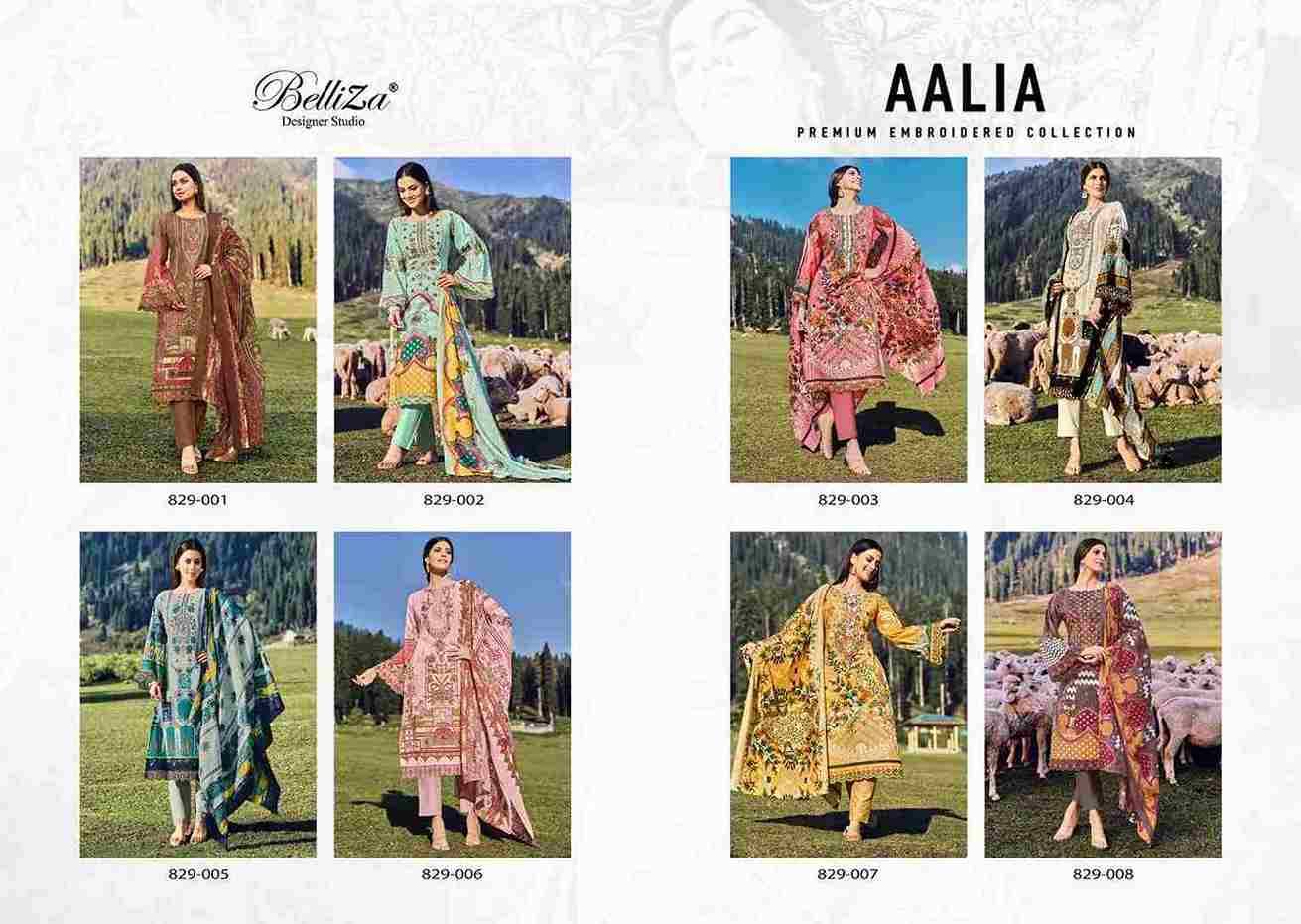 Aalia By Belliza 829-001 To 829-008 Series Festive Suits Collection Beautiful Stylish Fancy Colorful Party Wear & Occasional Wear Pure Cotton Print With Embroidered Dresses At Wholesale Price