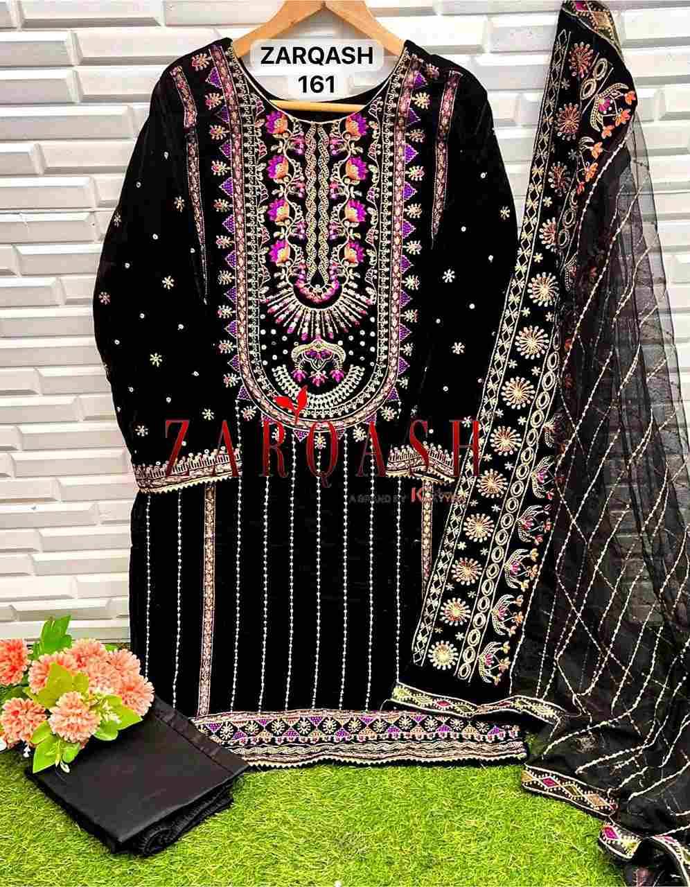 Zarqash Hit Design Z-161 By Zarqash Beautiful Pakistani Suits Colorful Stylish Fancy Casual Wear & Ethnic Wear Viscose Velvet Dresses At Wholesale Price