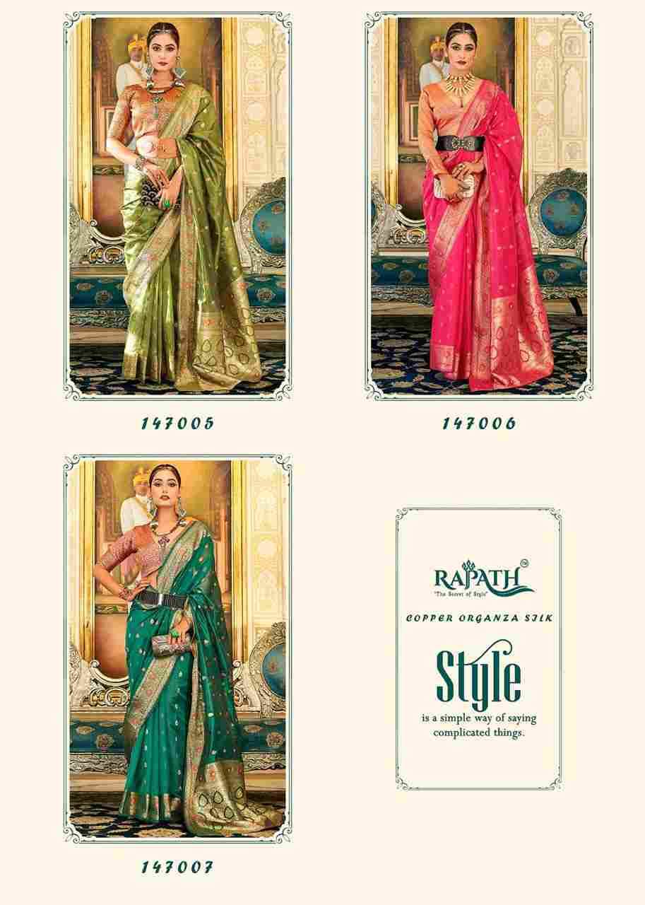 Radiance Silk By Rajpath 147001 To 147007 Series Indian Traditional Wear Collection Beautiful Stylish Fancy Colorful Party Wear & Occasional Wear Organza Silk Sarees At Wholesale Price
