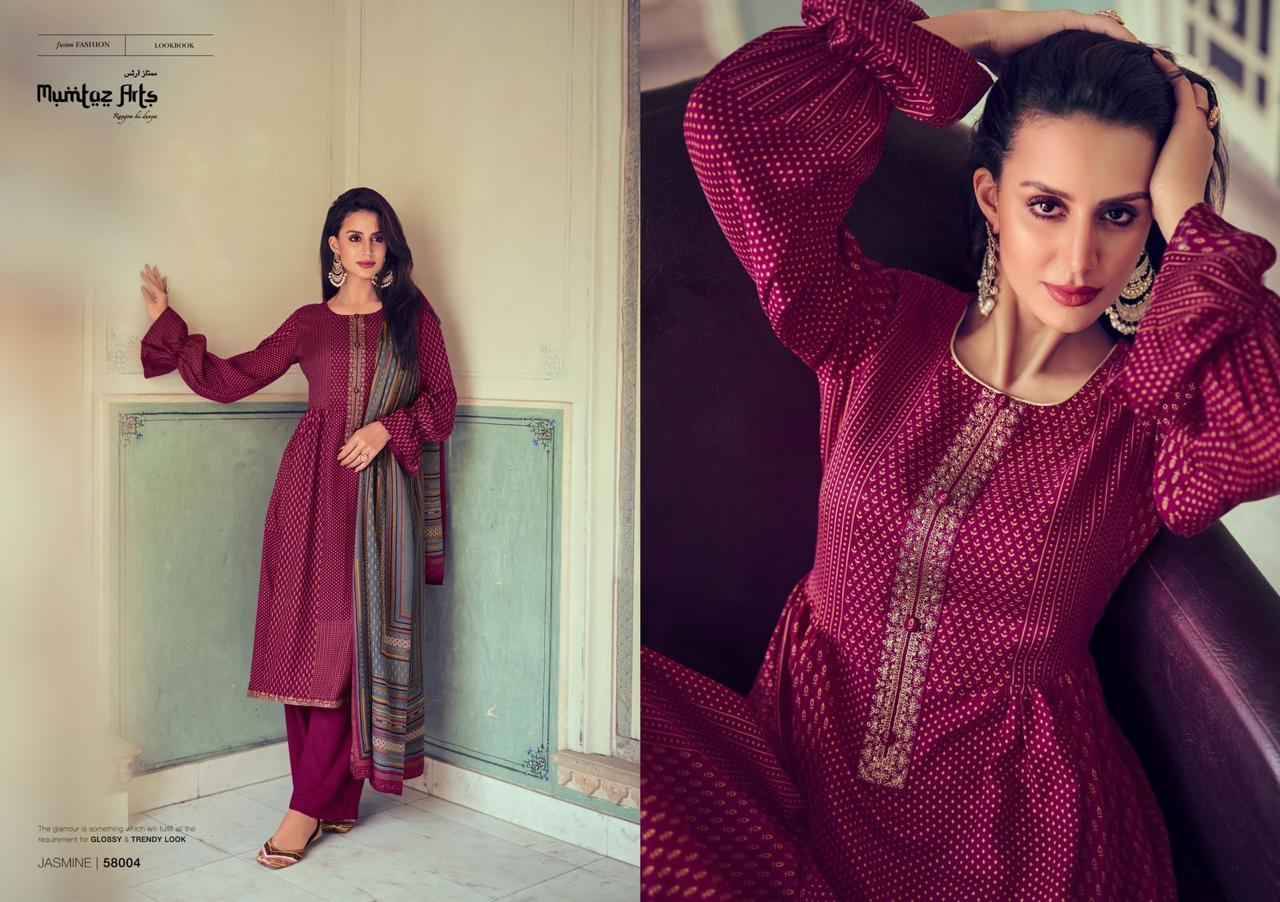 Jasmine Vol-3 By Mumtaz Arts 58001 To 58006 Series Beautiful Festive Suits Stylish Fancy Colorful Party Wear & Occasional Wear Pure Pashmina Print With Embroidery Dresses At Wholesale Price