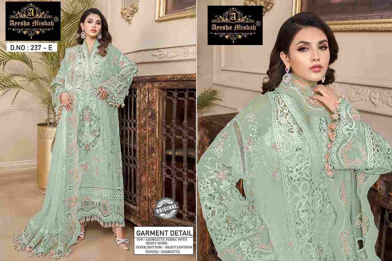 Ayesha Misbah 237 Colours By Fashid Wholesale 237-A To 237-F Series Beautiful Pakistani Suits Colorful Stylish Fancy Casual Wear & Ethnic Wear Heavy Georgette With Embroidered Dresses At Wholesale Price