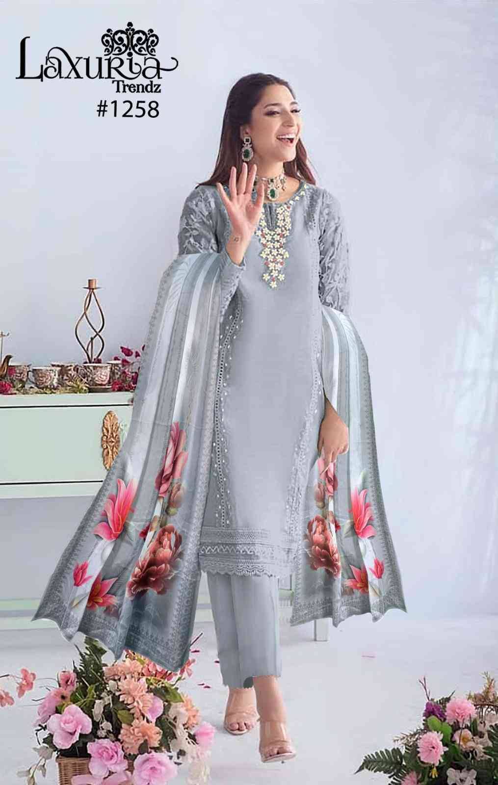 Luxuria Trendz 1258 Colours By Luxuria 1258-A To 1258-D Series Beautiful Pakistani Suits Colorful Stylish Fancy Casual Wear & Ethnic Wear Organza Embroidered Dresses At Wholesale Price