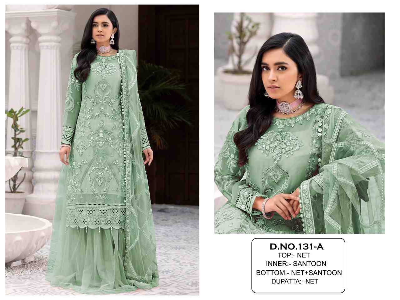 KF-131 Colours By Fashid Wholesale 131 To 131-C Series Beautiful Pakistani Suits Stylish Colorful Fancy Casual Wear & Ethnic Wear Net Embroidered Dresses At Wholesale Price