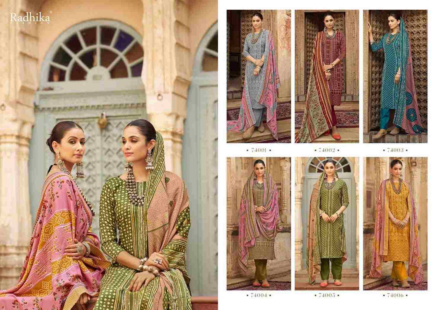Bandhej By Radhika Fashion 74001 To 74006 Series Beautiful Festive Suits Colorful Stylish Fancy Casual Wear & Ethnic Wear Pure Pashmina Print Dresses At Wholesale Price