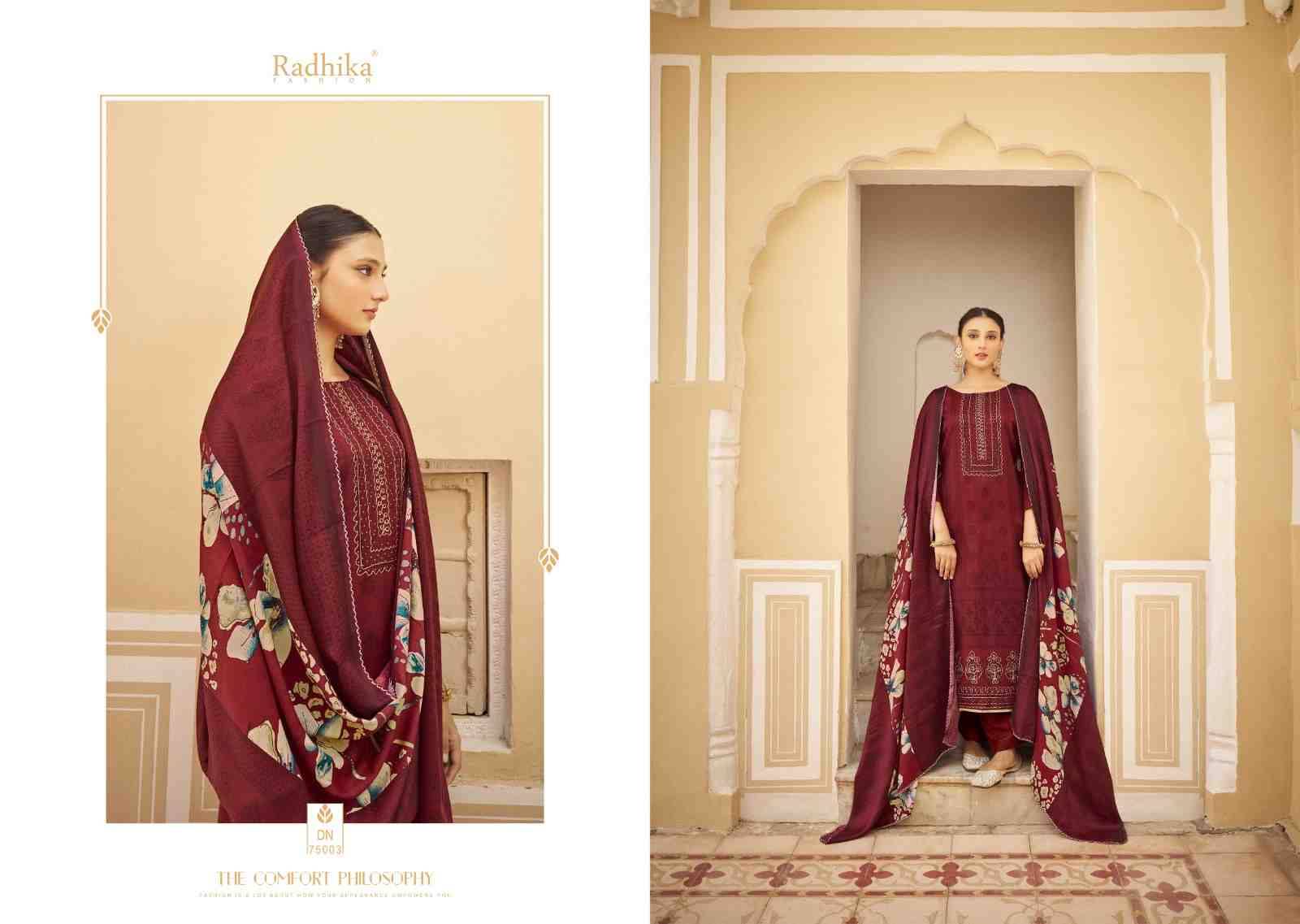 Jasmine By Radhika Fashion 75001 To 75006 Series Beautiful Festive Suits Colorful Stylish Fancy Casual Wear & Ethnic Wear Pure Pashmina Print Dresses At Wholesale Price