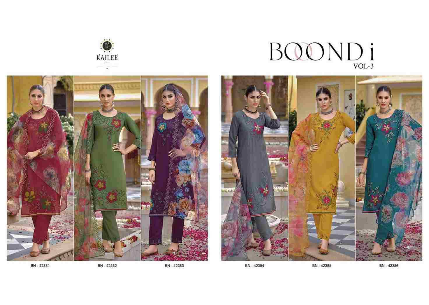 Boondi Vol-3 By Kailee 42381 To 42386 Series Beautiful Stylish Festive Suits Fancy Colorful Casual Wear & Ethnic Wear & Ready To Wear Pure Viscose Silk Dresses At Wholesale Price