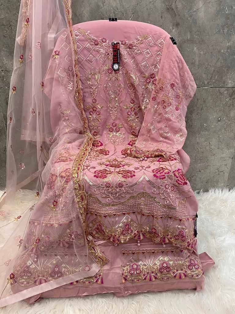 Hoor Tex Hit Design H-106 Colours By Hoor Tex H-106-B To H-106-D Series Beautiful Pakistani Suits Stylish Colorful Fancy Casual Wear & Ethnic Wear Faux Georgette Embroidered Dresses At Wholesale Price