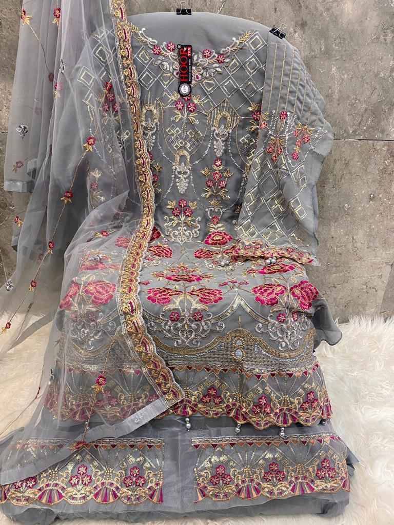 Hoor Tex Hit Design H-106 Colours By Hoor Tex H-106-B To H-106-D Series Beautiful Pakistani Suits Stylish Colorful Fancy Casual Wear & Ethnic Wear Faux Georgette Embroidered Dresses At Wholesale Price