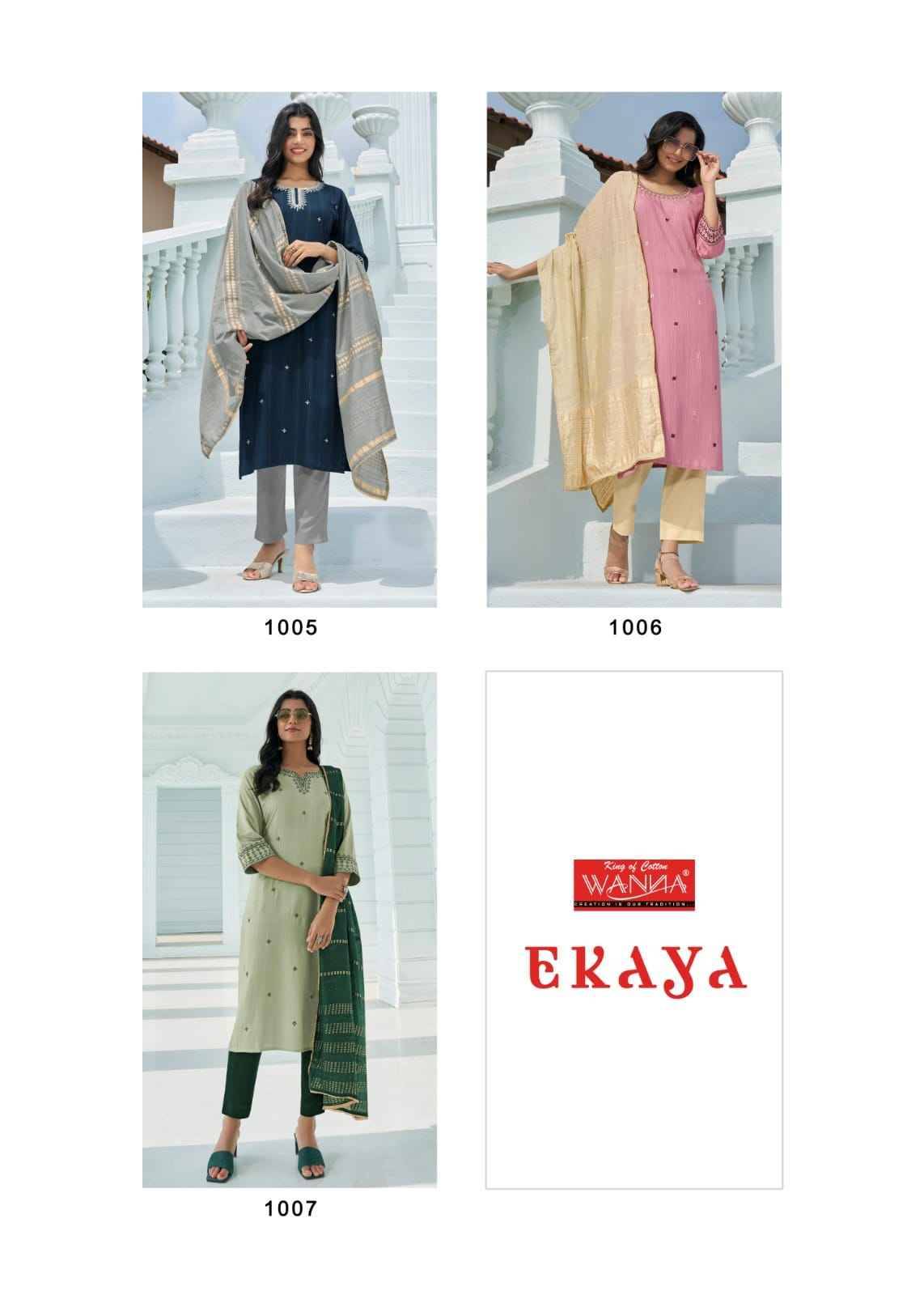 Ekaya By Wanna 1001 To 1007 Series Beautiful Stylish Festive Suits Fancy Colorful Casual Wear & Ethnic Wear & Ready To Wear Pure Viscose Embroidered Dresses At Wholesale Price