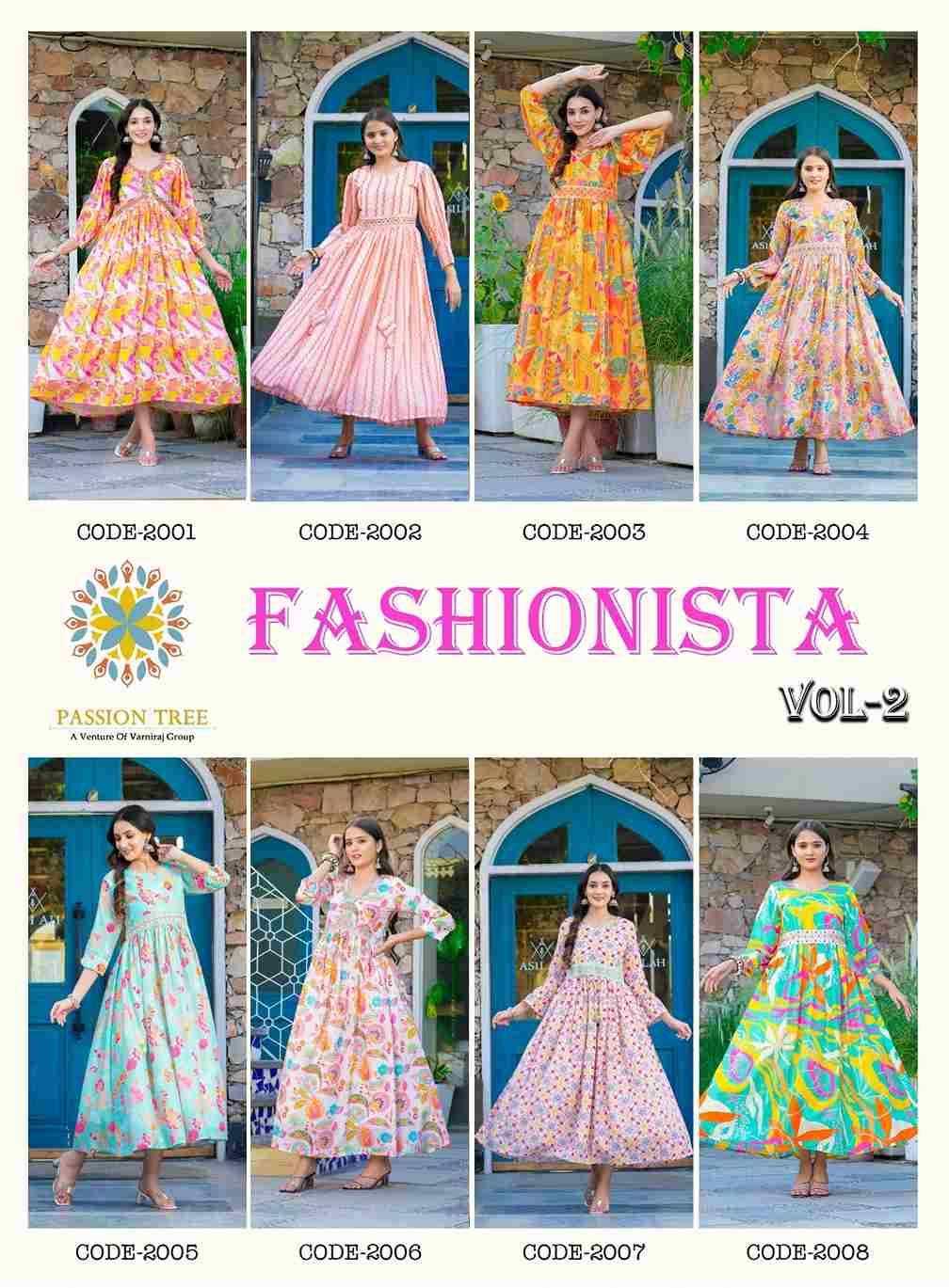 Fashionista Vol-2 By Passion Tree 1001 To 1008 Series Beautiful Stylish Fancy Colorful Casual Wear & Ethnic Wear Muslin Digital Print Gowns At Wholesale Price