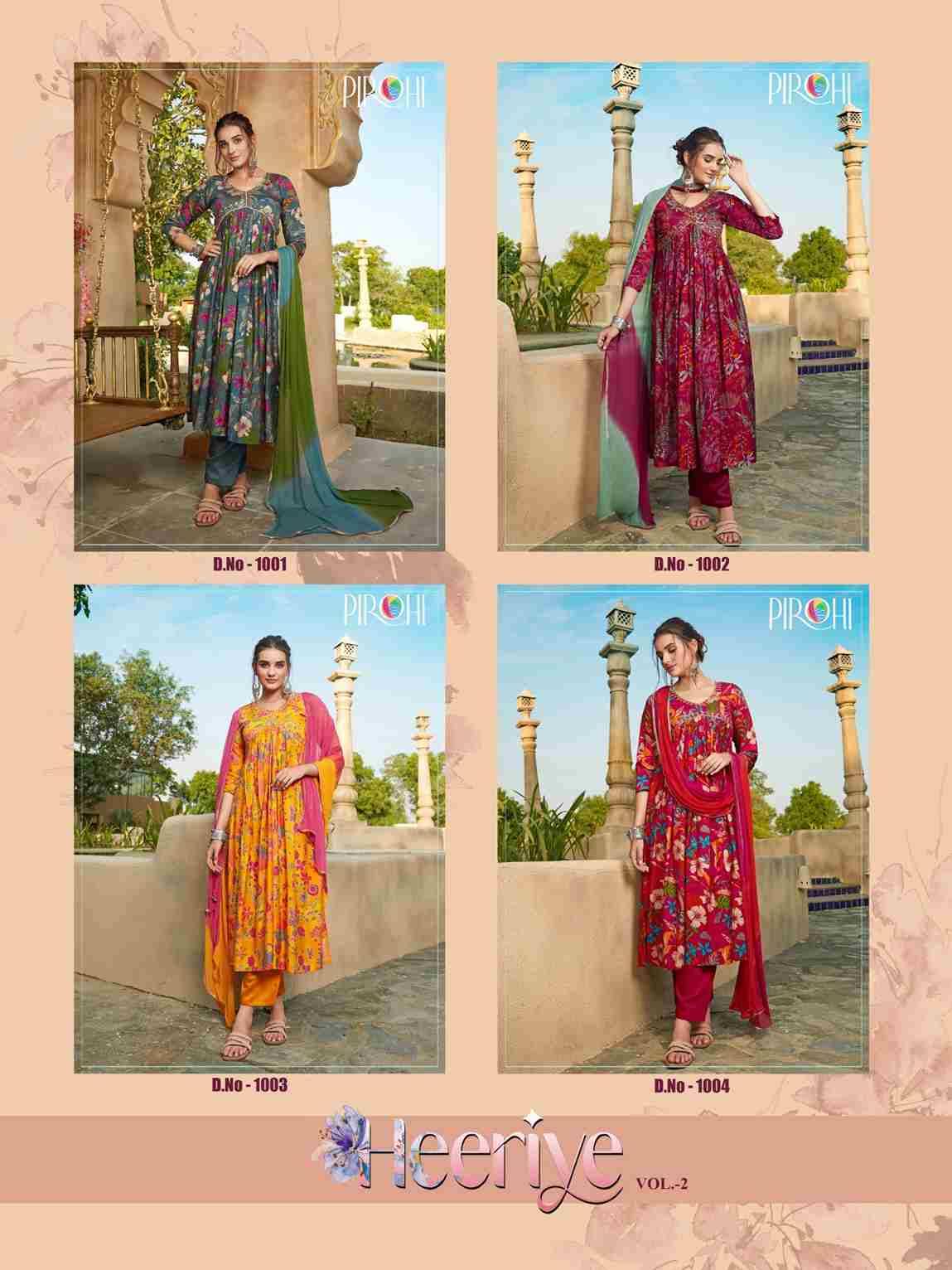 Heeriye Vol-2 By Pirohi 1001 To 1004 Series Festive Suits Beautiful Fancy Colorful Stylish Party Wear & Occasional Wear Muslin Print Dresses At Wholesale Price