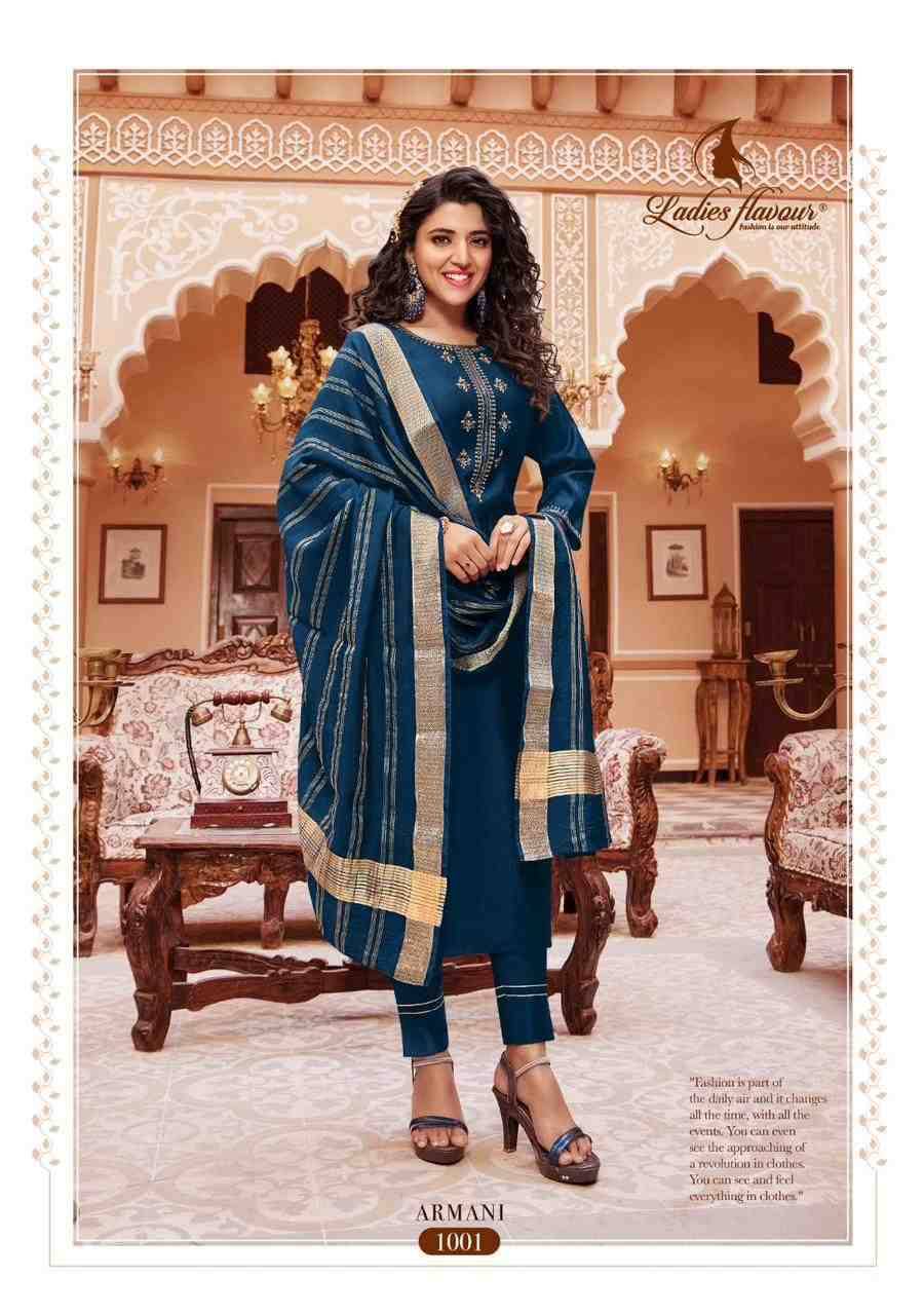 Armani By Ladies Flavour 1001 To 1006 Series Festive Suits Beautiful Fancy Colorful Stylish Party Wear & Occasional Wear Pure Viscose Dresses At Wholesale Price