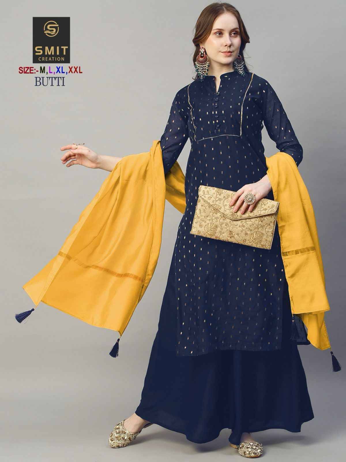 Butti By Smit Creation 1001 To 1003 Series Beautiful Stylish Suits Fancy Colorful Casual Wear & Ethnic Wear & Ready To Wear Pure Chanderi Embroidered Dresses At Wholesale Price