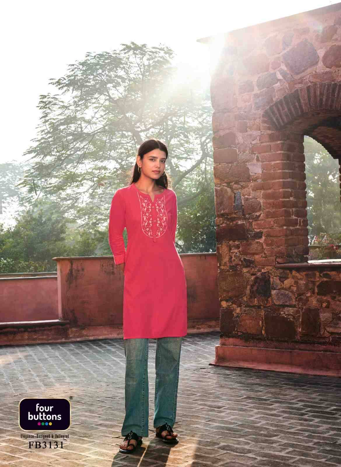 Tulip Vol-3 By Four Buttons 3131 To 3137 Series Designer Stylish Fancy Colorful Beautiful Party Wear & Ethnic Wear Collection Heavy Cotton Embroidered Kurtis At Wholesale Price