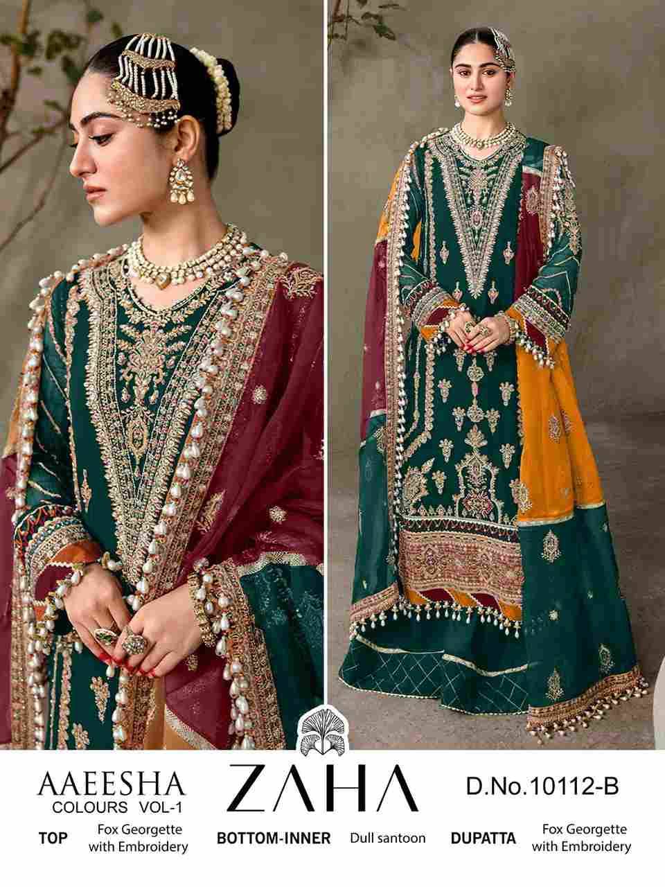 Zaha-10112-B By Zaha Pakistani Suits Beautiful Fancy Colorful Stylish Party Wear & Occasional Wear Faux Georgette Embroidery Dresses At Wholesale Price