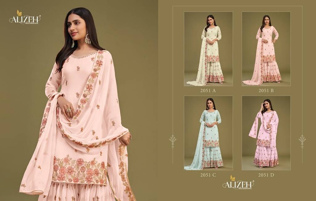 Zaida Vol-11 By Alizeh 2051-A To 2051-D Series Beautiful Suits Colorful Stylish Fancy Casual Wear & Ethnic Wear Georgette Dresses At Wholesale Price