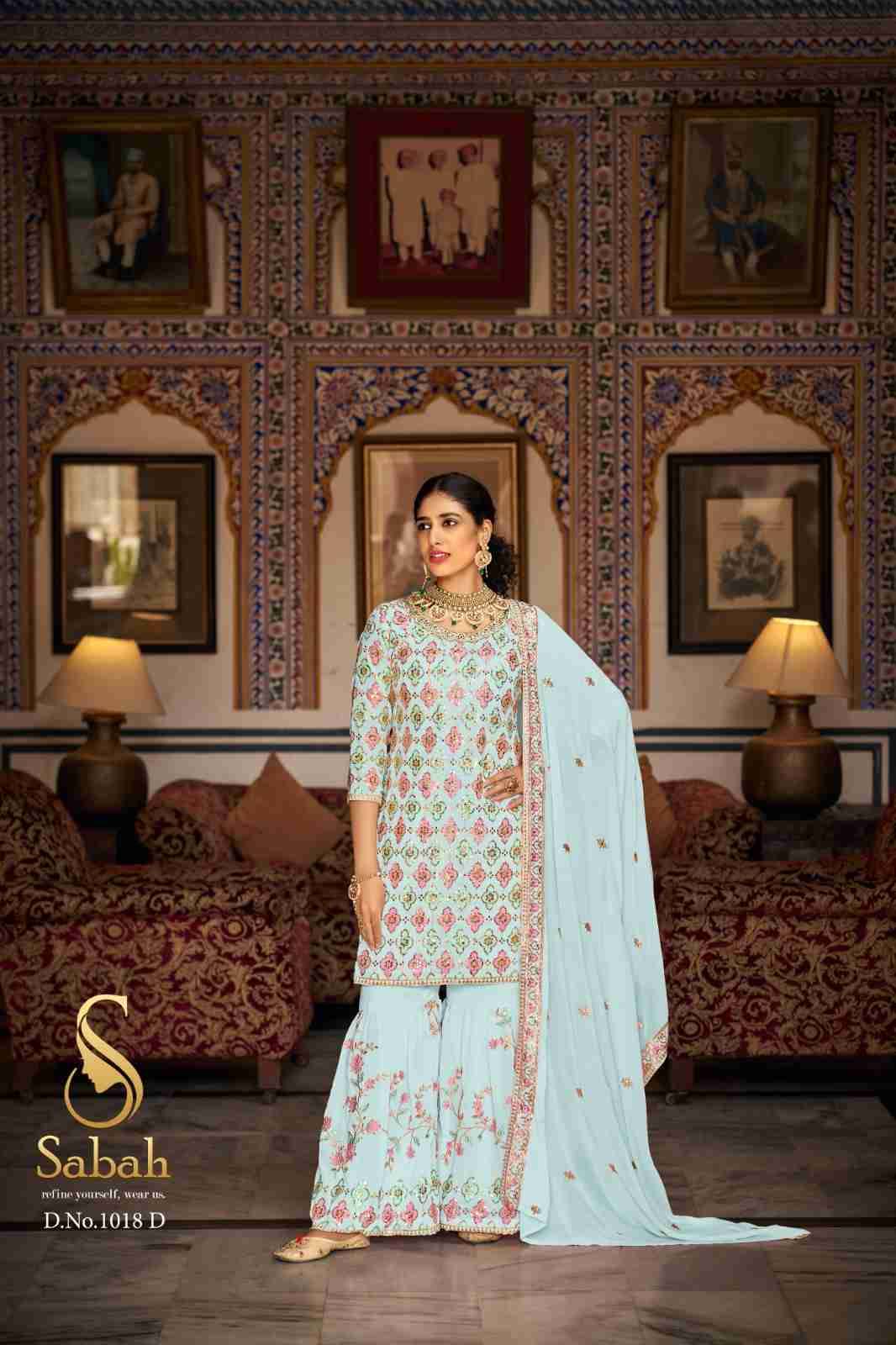 Kalaki By Sabah 1018-A To 1018-E Series Beautiful Sharara Suits Colorful Stylish Fancy Casual Wear & Ethnic Wear Faux Georgette Dresses At Wholesale Price