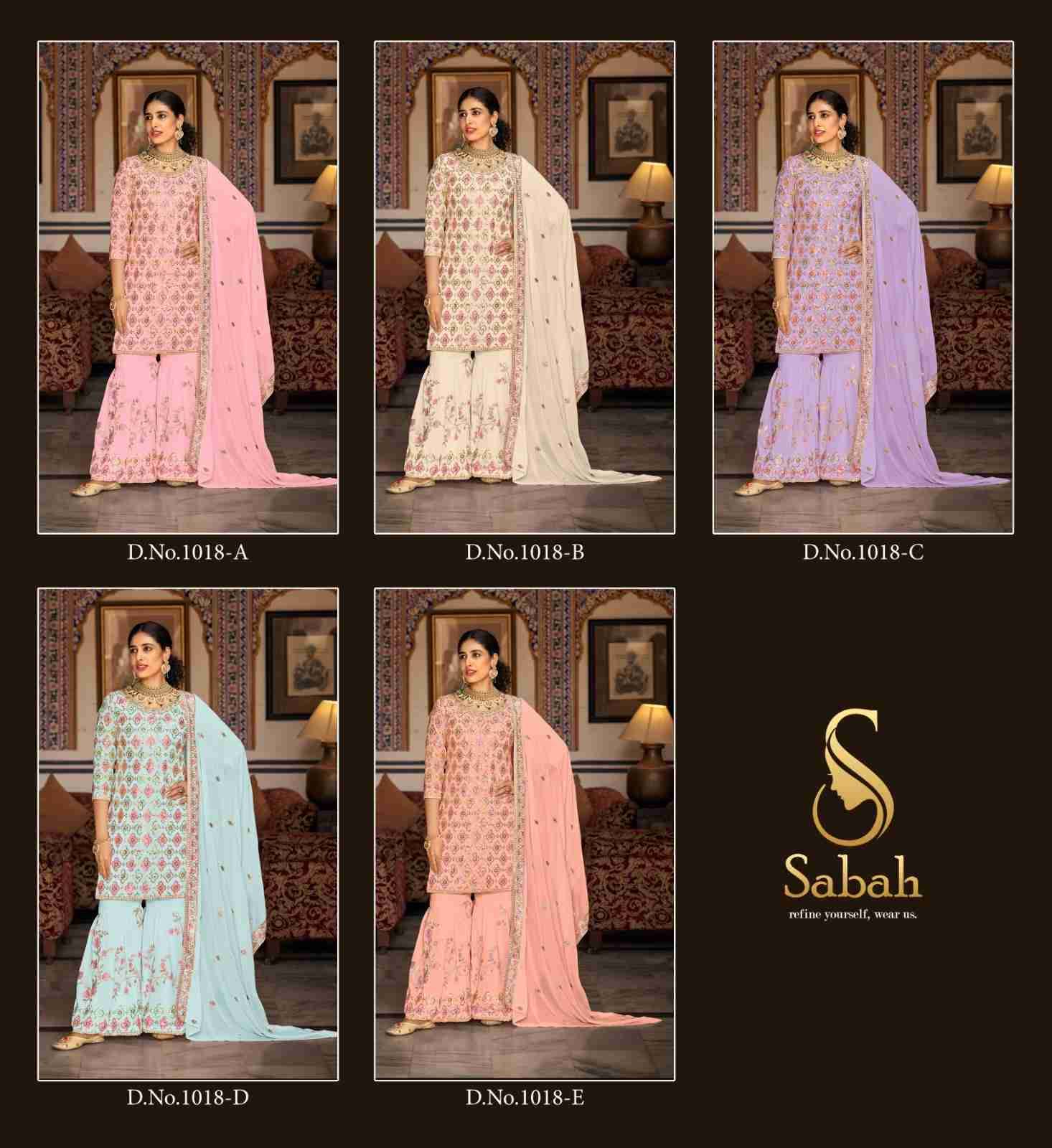 Kalaki By Sabah 1018-A To 1018-E Series Beautiful Sharara Suits Colorful Stylish Fancy Casual Wear & Ethnic Wear Faux Georgette Dresses At Wholesale Price