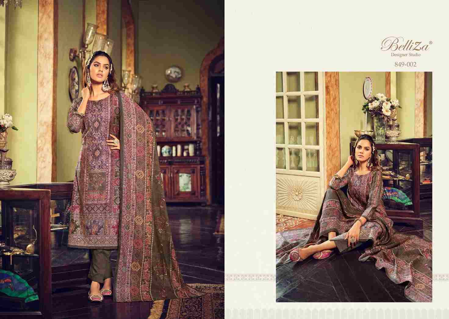 Sajda By Belliza 849-001 To 849-008 Series Festive Suits Collection Beautiful Stylish Fancy Colorful Party Wear & Occasional Wear Pure Viscose Muslin Print With Work Dresses At Wholesale Price