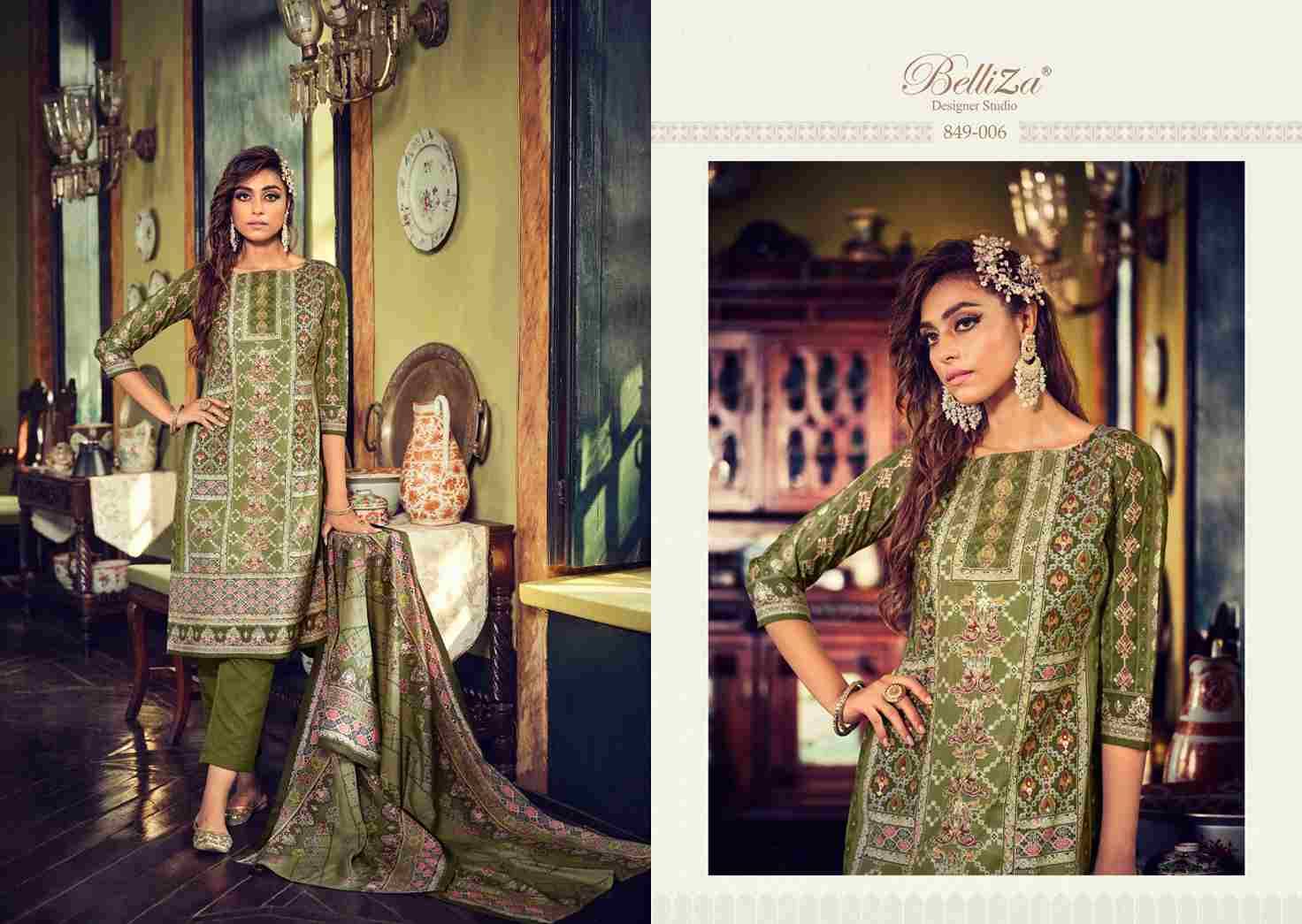 Sajda By Belliza 849-001 To 849-008 Series Festive Suits Collection Beautiful Stylish Fancy Colorful Party Wear & Occasional Wear Pure Viscose Muslin Print With Work Dresses At Wholesale Price