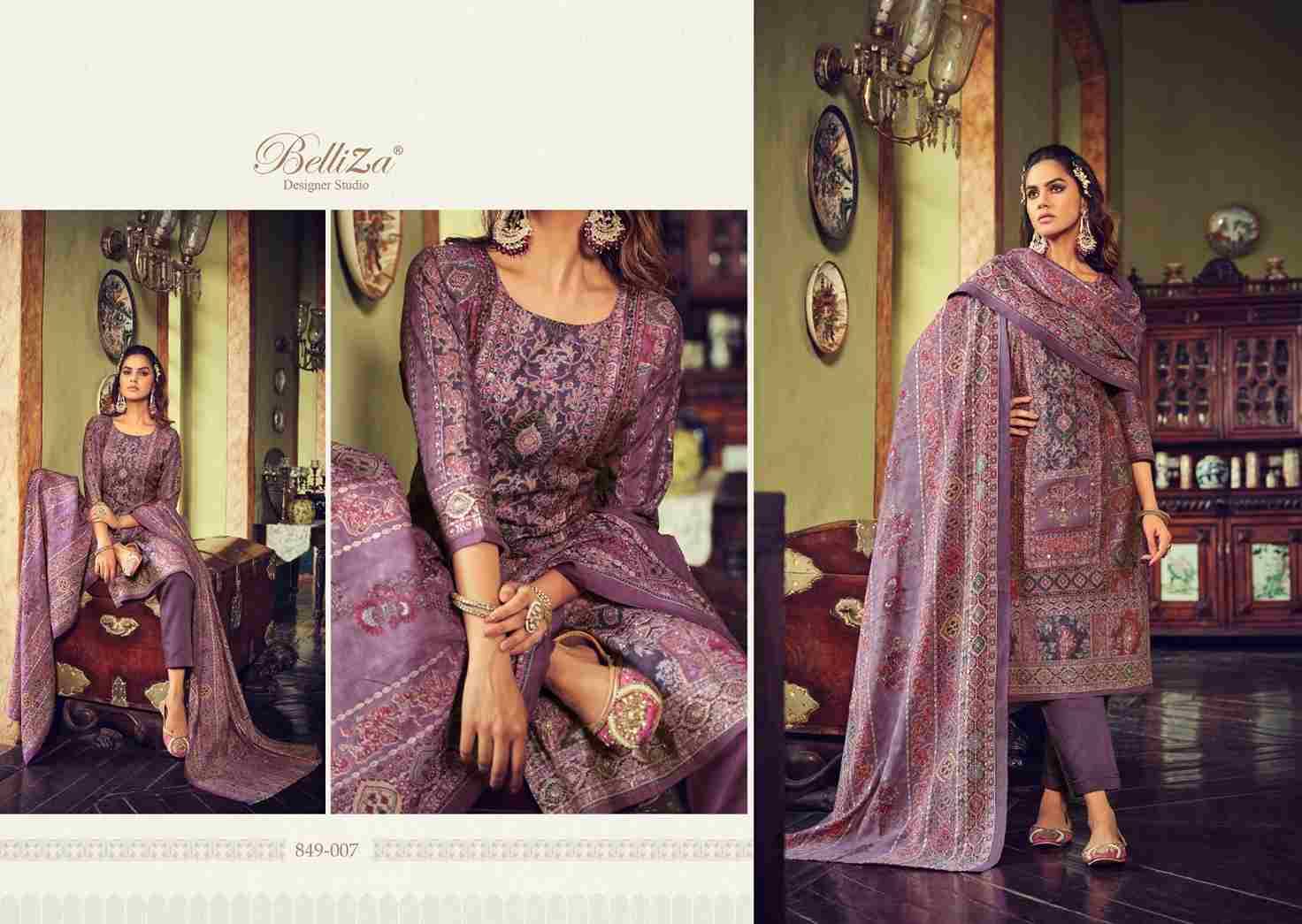 Sajda By Belliza 849-001 To 849-008 Series Festive Suits Collection Beautiful Stylish Fancy Colorful Party Wear & Occasional Wear Pure Viscose Muslin Print With Work Dresses At Wholesale Price