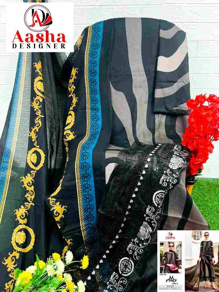 M Prints Vol-5 By Aasha Designer 1021 To 1022 Series Pakistani Traditional Wear Collection Beautiful Stylish Fancy Colorful Party Wear & Occasional Wear Pure Cotton Embroidered Dresses At Wholesale Price