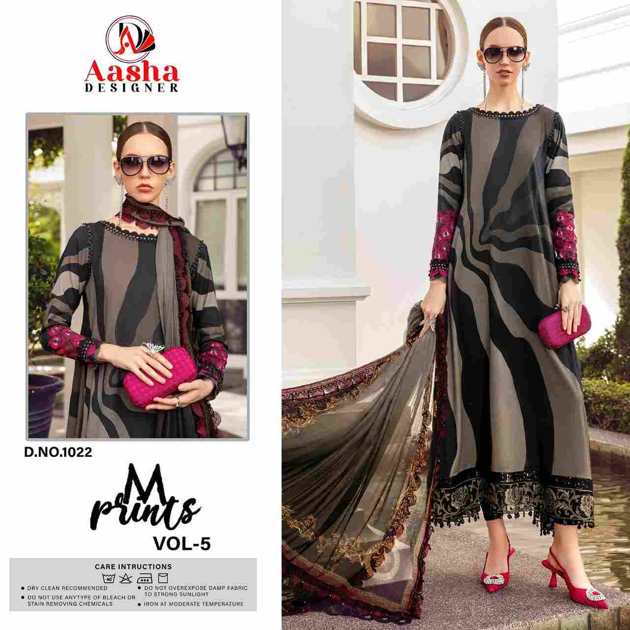 M Prints Vol-5 By Aasha Designer 1021 To 1022 Series Pakistani Traditional Wear Collection Beautiful Stylish Fancy Colorful Party Wear & Occasional Wear Pure Cotton Embroidered Dresses At Wholesale Price