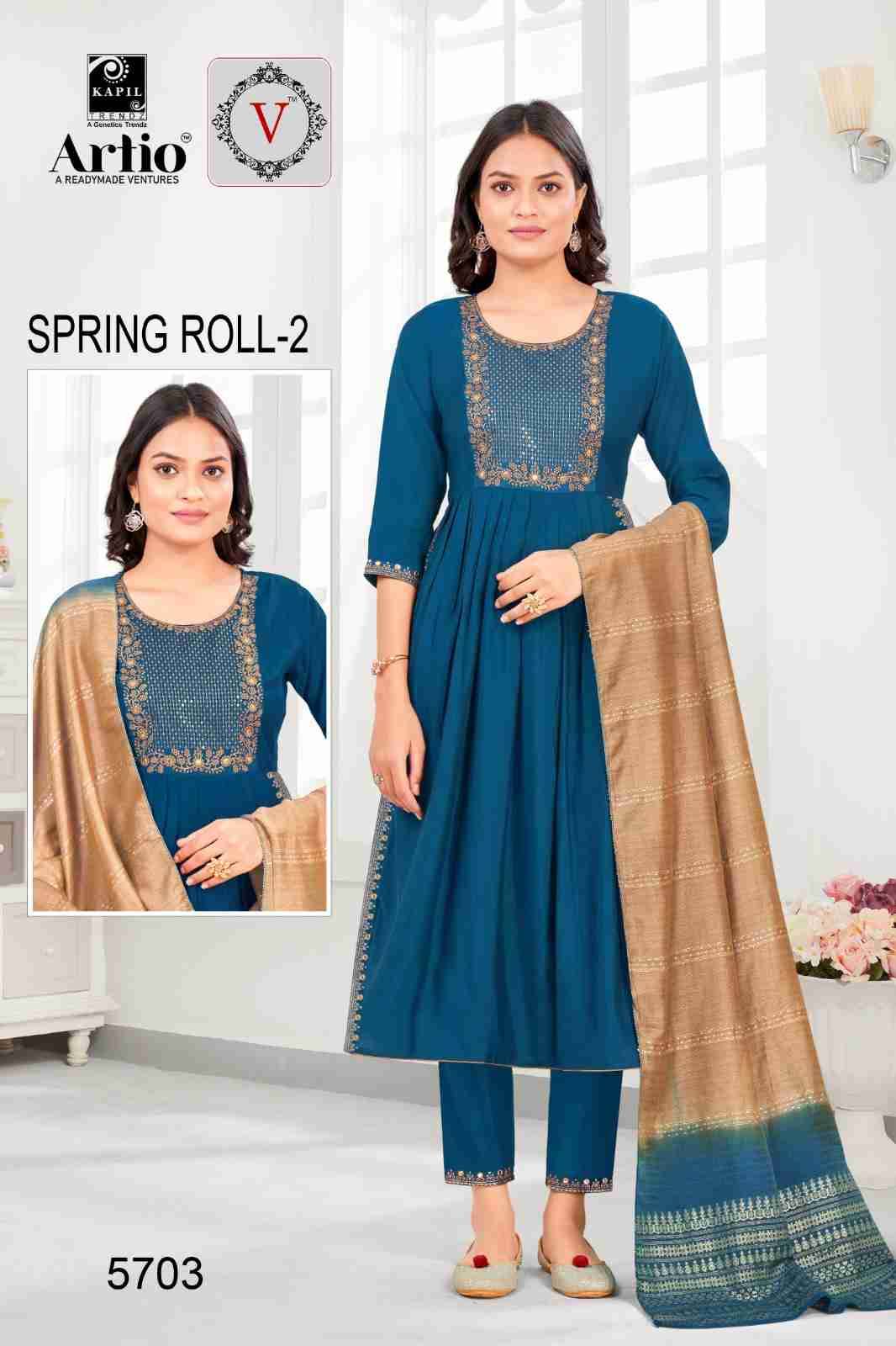 Spring Roll Vol-2 By Artio 57001 To 57008 Series Beautiful Festive Suits Colorful Stylish Fancy Casual Wear & Ethnic Wear Pure Viscose Silk With Work Dresses At Wholesale Price