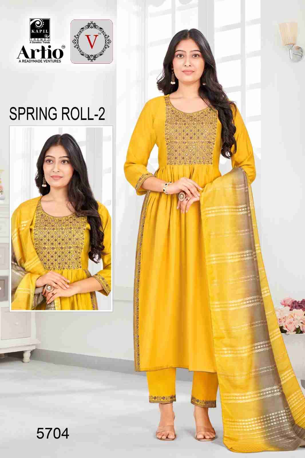 Spring Roll Vol-2 By Artio 57001 To 57008 Series Beautiful Festive Suits Colorful Stylish Fancy Casual Wear & Ethnic Wear Pure Viscose Silk With Work Dresses At Wholesale Price